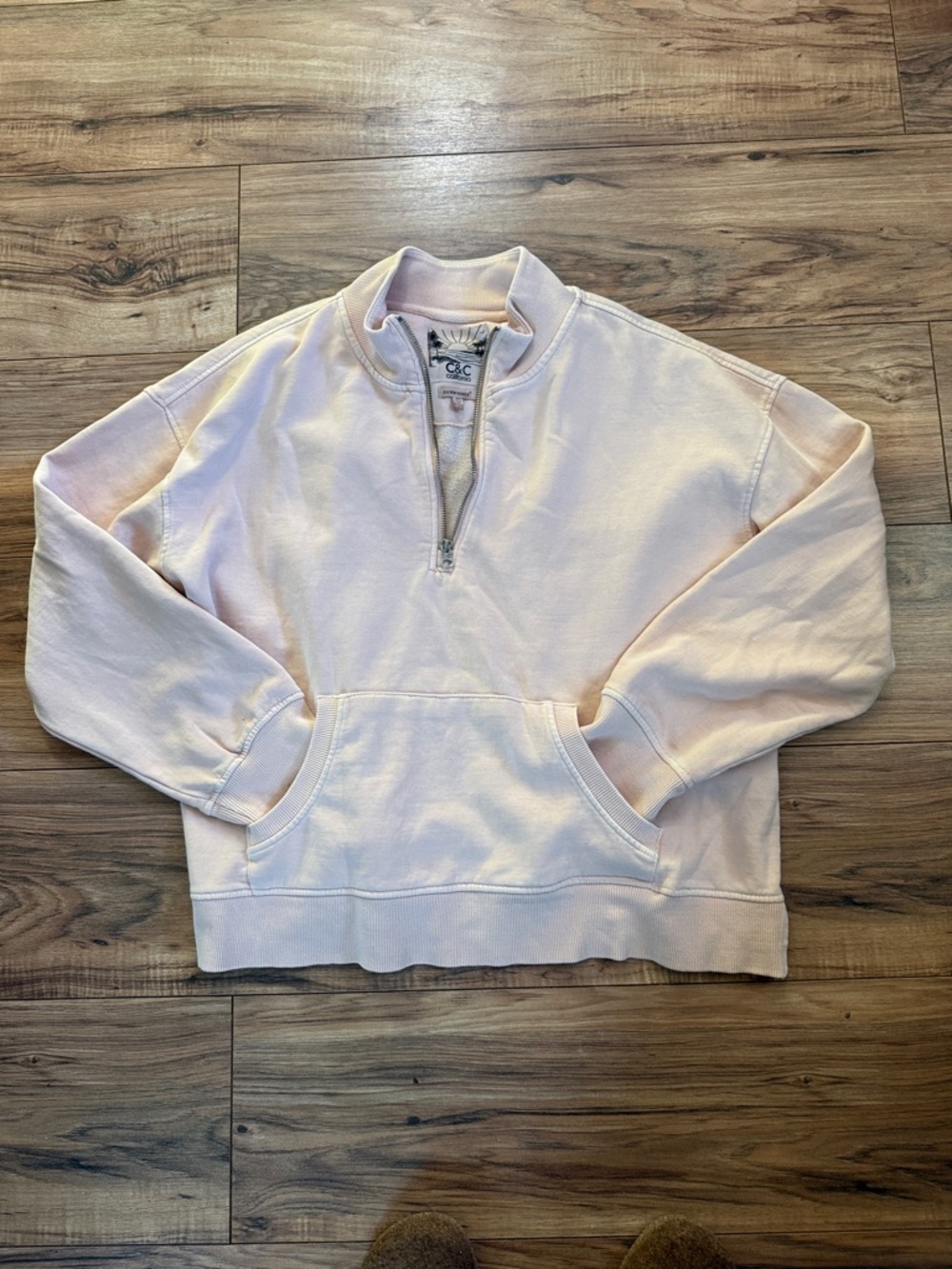 C&C California Pale Blush Sunwash Quarter-Zip Pullover